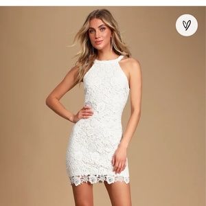 Lulus Love Poem Ivory Lace Mini Dress